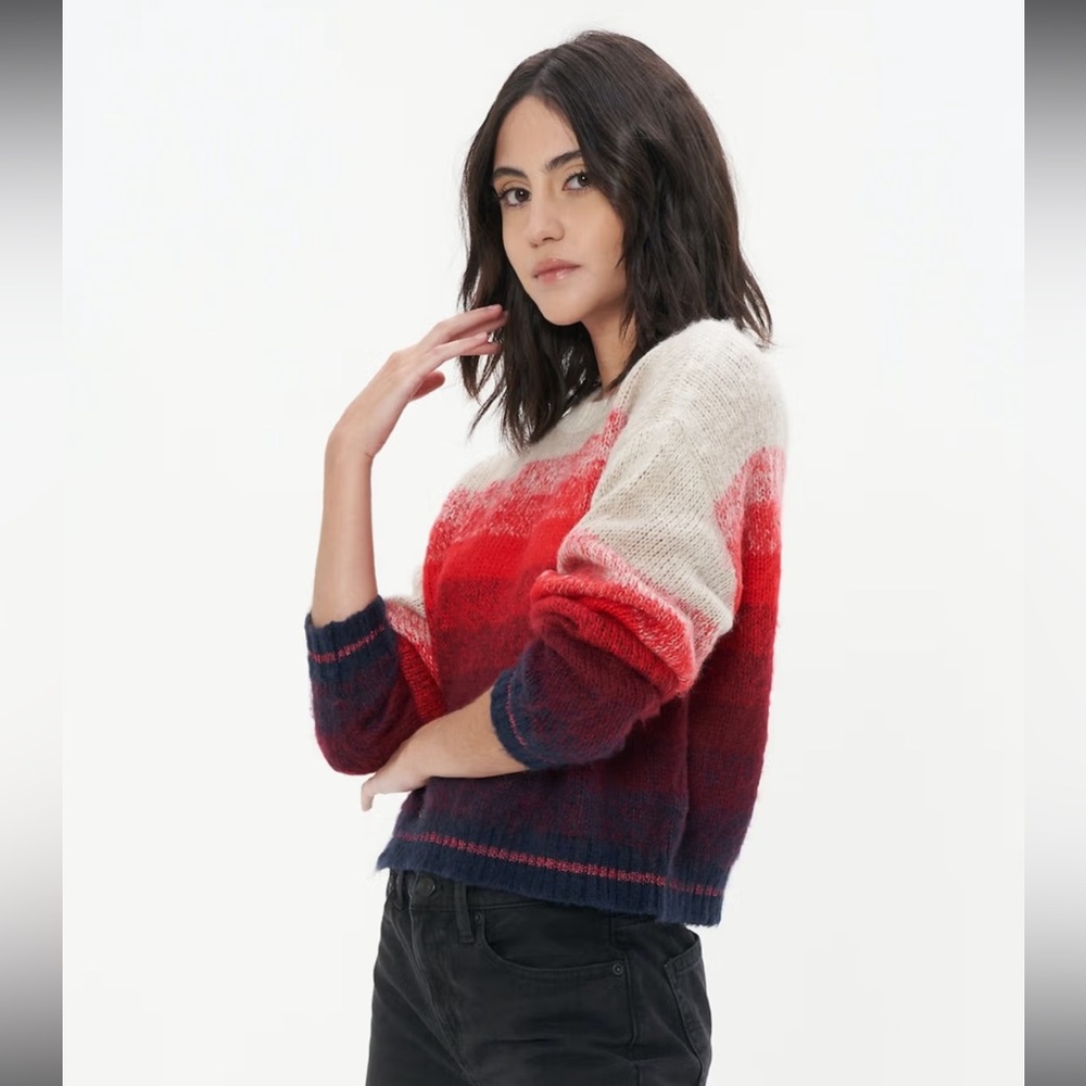 NWT American Eagle aerie AE Ombre Stripe Mock Neck Crop Sweater - Picture 9 of 14